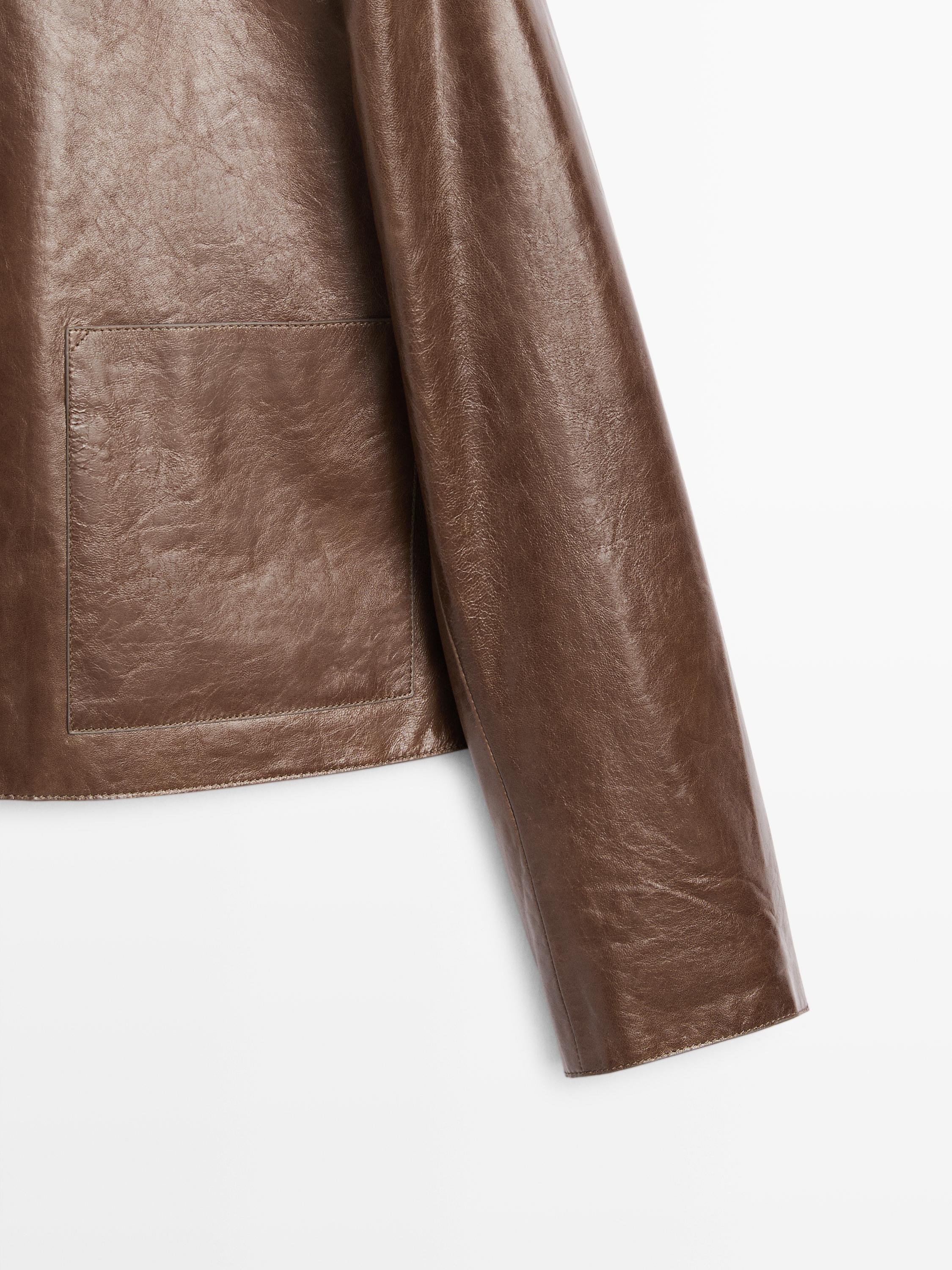 Veste courte en cuir nappa